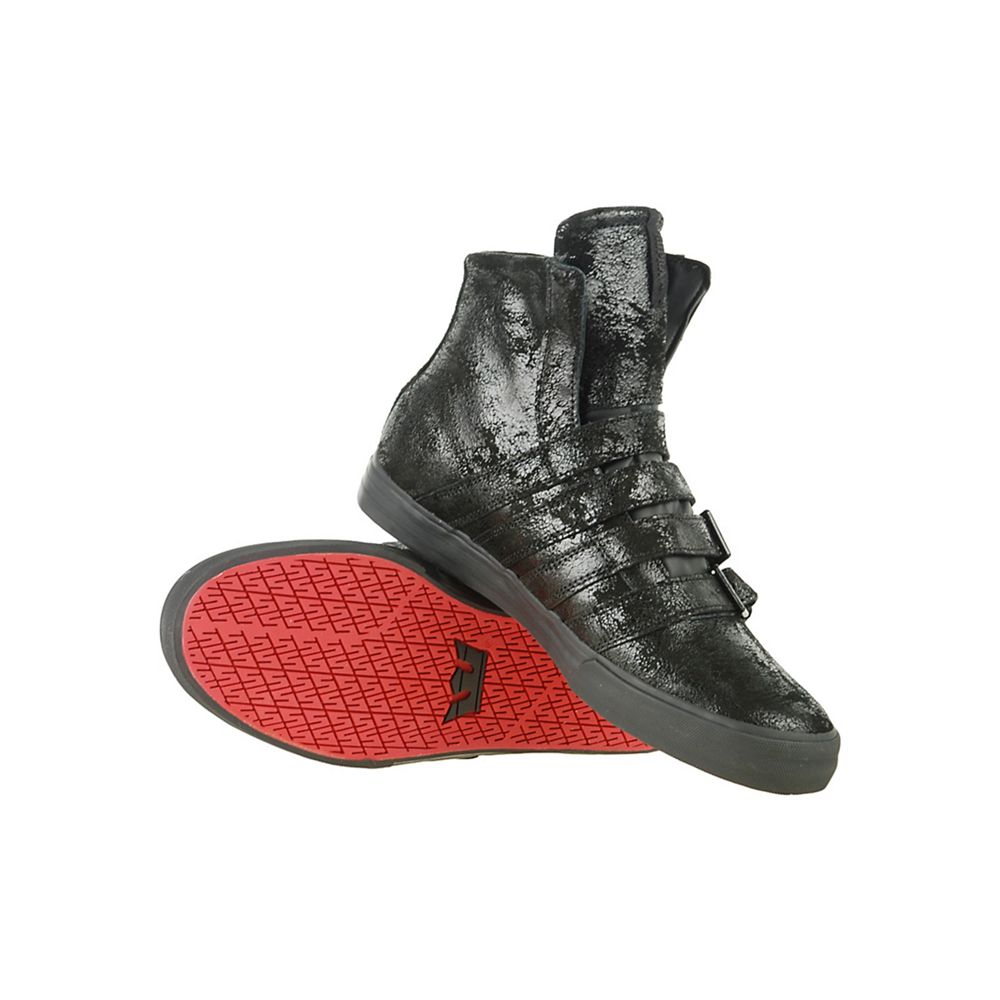 Baskets Montantes Supra Strapped 2 Noir Black Full Grain Homme | XUM-81964012